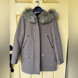 J. Crew Chateau parka in Italian stadium-cloth wool with a faux-fur trimmed hood